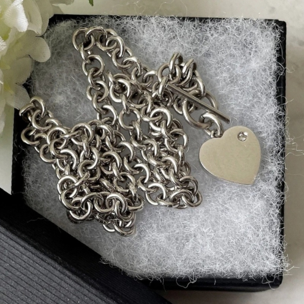 Sterling Silver/Diamond Toggle Necklace